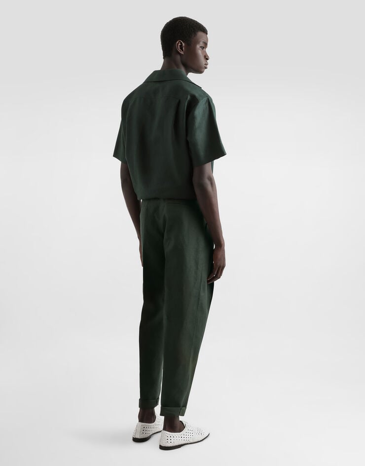 Dolce & Gabbana Camisa Con Tres Botones Y Manga Corta De Lino