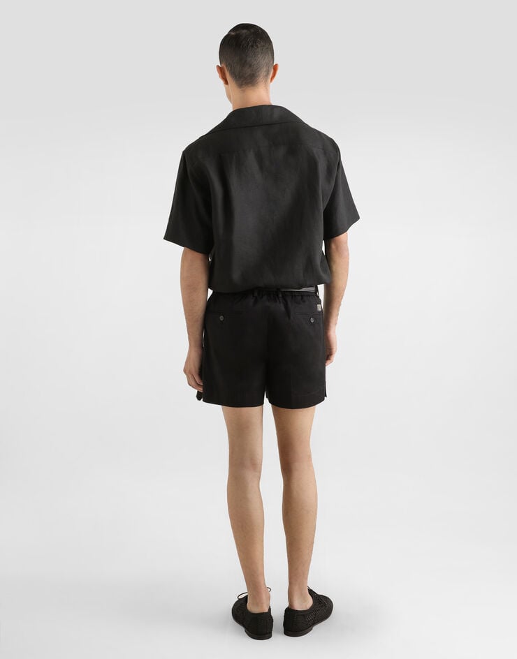 Dolce & Gabbana Camisa Con Tres Botones Y Manga Corta De Lino