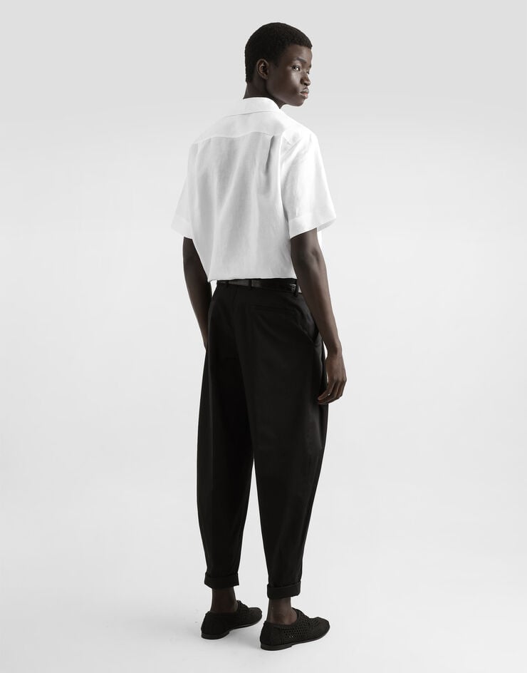 Dolce & Gabbana Camisa Con Tres Botones Y Manga Corta De Lino