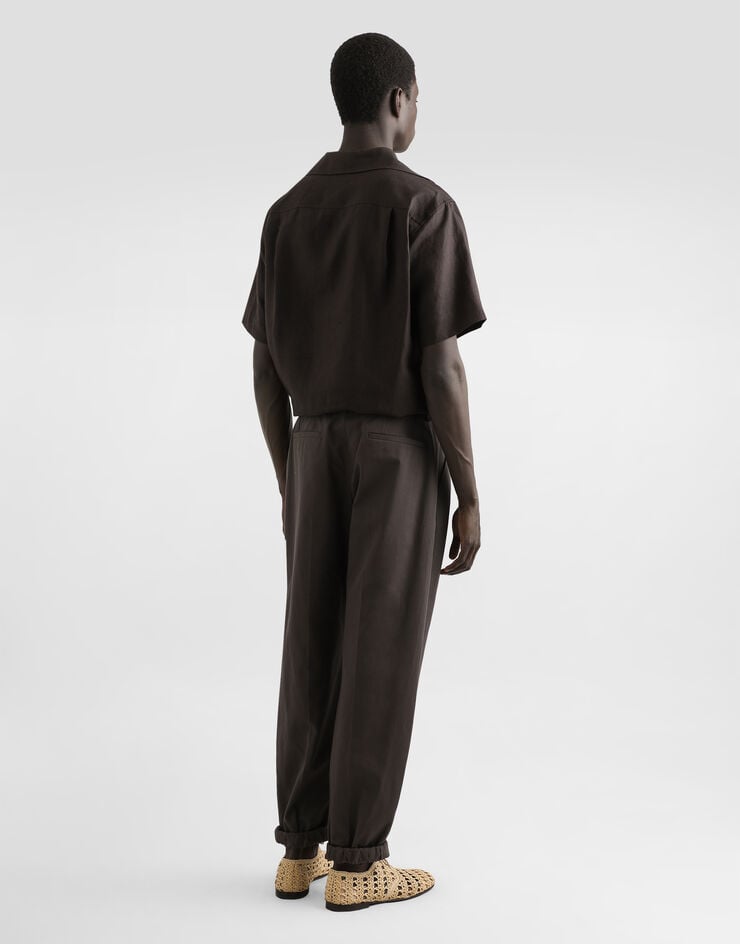 Dolce & Gabbana Camisa Con Tres Botones Y Manga Corta De Lino