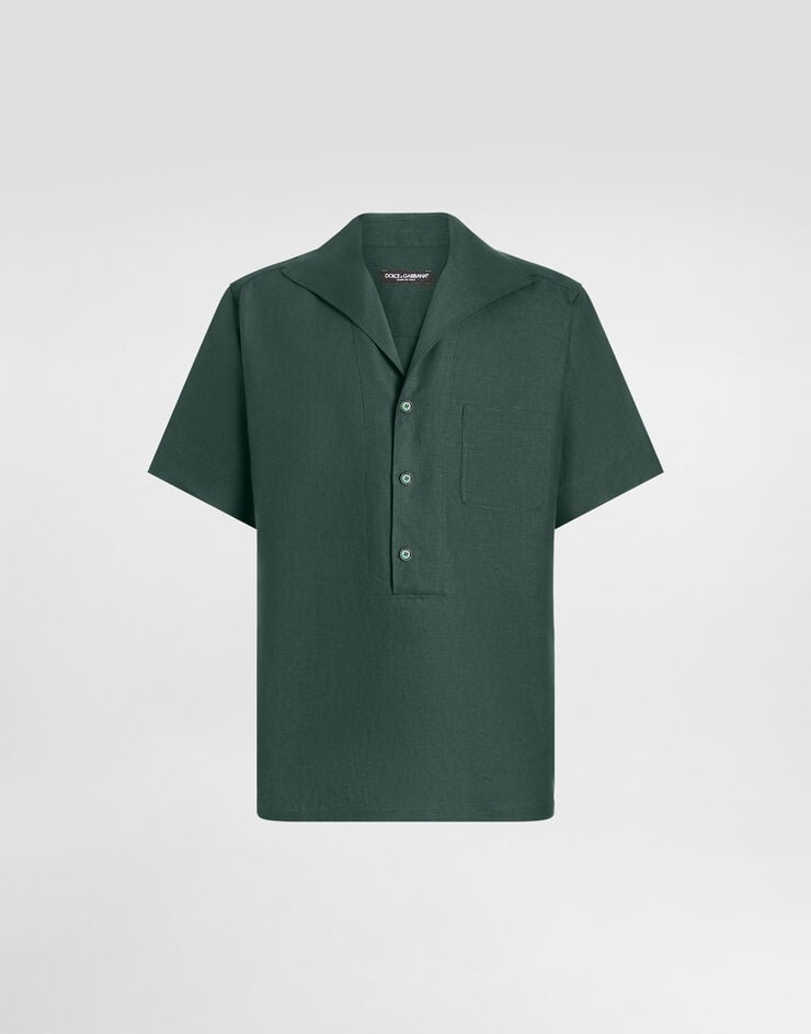 Dolce & Gabbana Camisa con tres botones y manga corta de lino