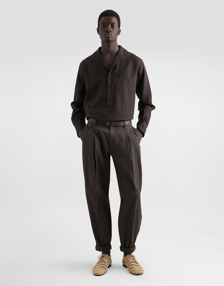 Dolce & Gabbana Camisa Con Tres Botones Y Manga Larga De Lino