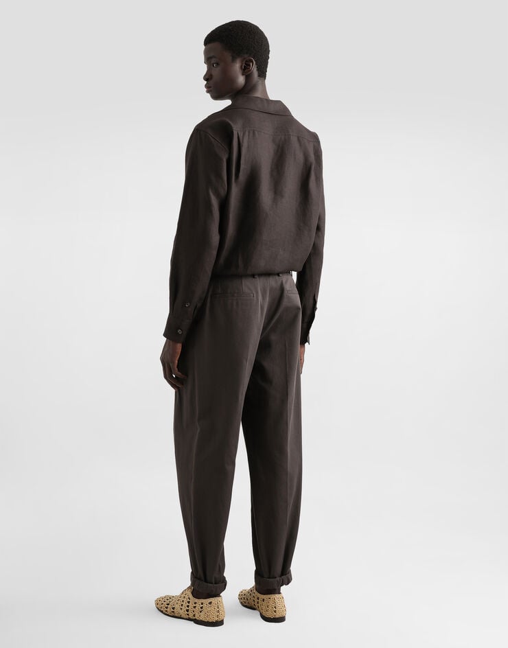 Dolce & Gabbana Camisa Con Tres Botones Y Manga Larga De Lino