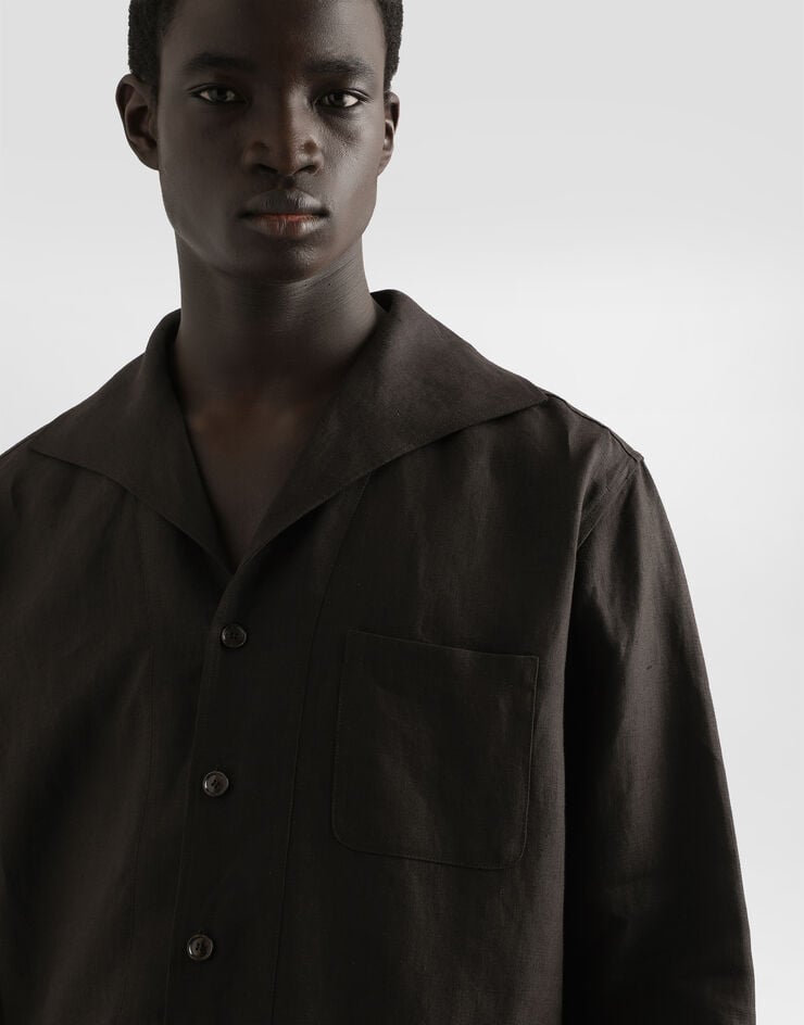 Dolce & Gabbana Camisa Con Tres Botones Y Manga Larga De Lino