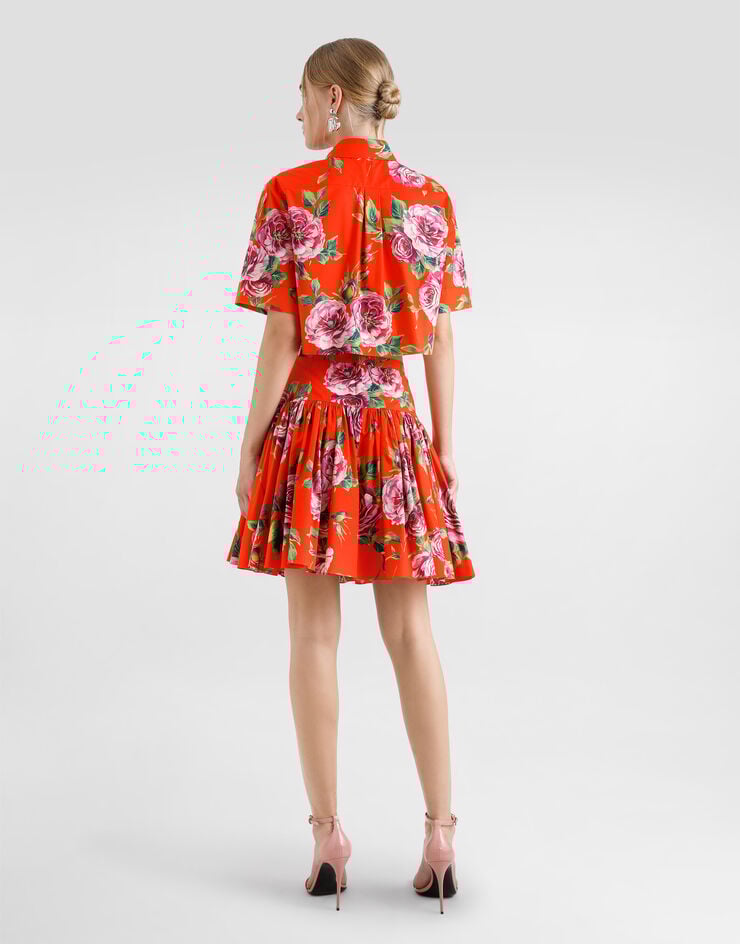 Dolce & Gabbana Camisa Corta De Algodón Con Estampado Rosa Antigua