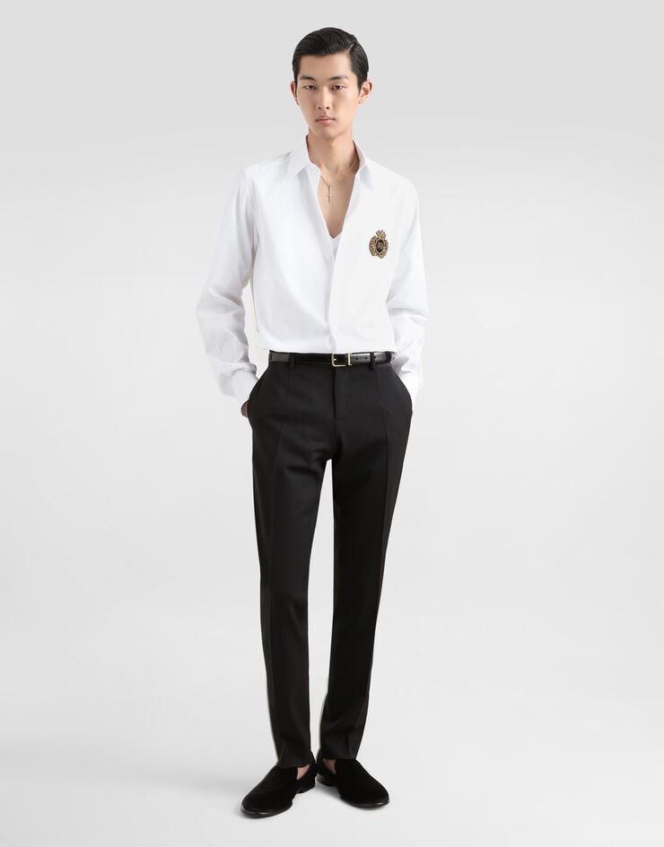 Dolce & Gabbana Camisa De Algodón Con Parche Heráldico