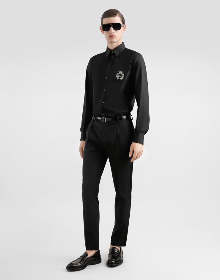 Dolce & Gabbana Camisa De Algodón Con Parche Heráldico