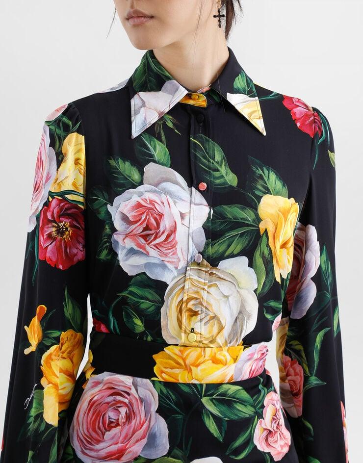 Dolce & Gabbana Camisa De Charmeuse Con Estampado De Peonías Y Rosas