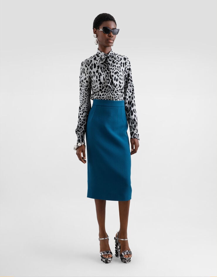 Dolce & Gabbana Camisa De Charmeuse Con Lazo Estampado Leopardo