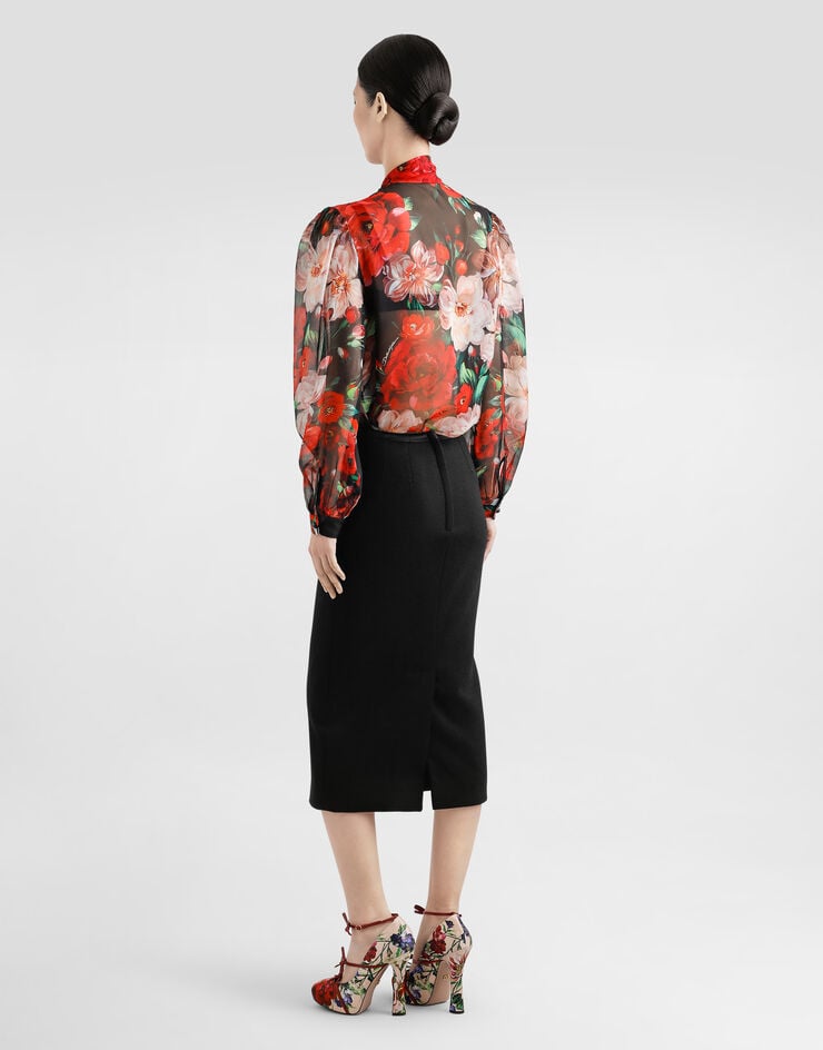Dolce & Gabbana Camisa De Chifón Con Lazo Y Estampado De Flores