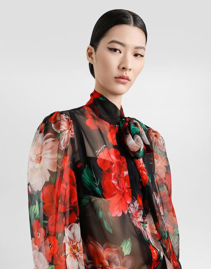 Dolce & Gabbana Camisa De Chifón Con Lazo Y Estampado De Flores