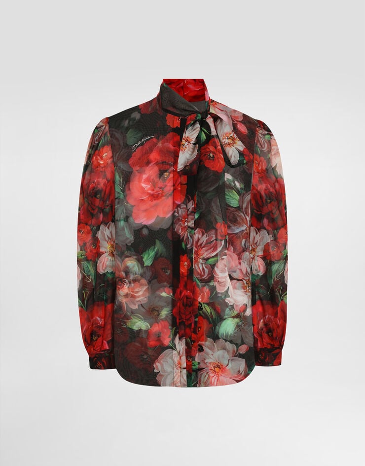 Dolce & Gabbana Camisa de chifón con lazo y estampado de flores