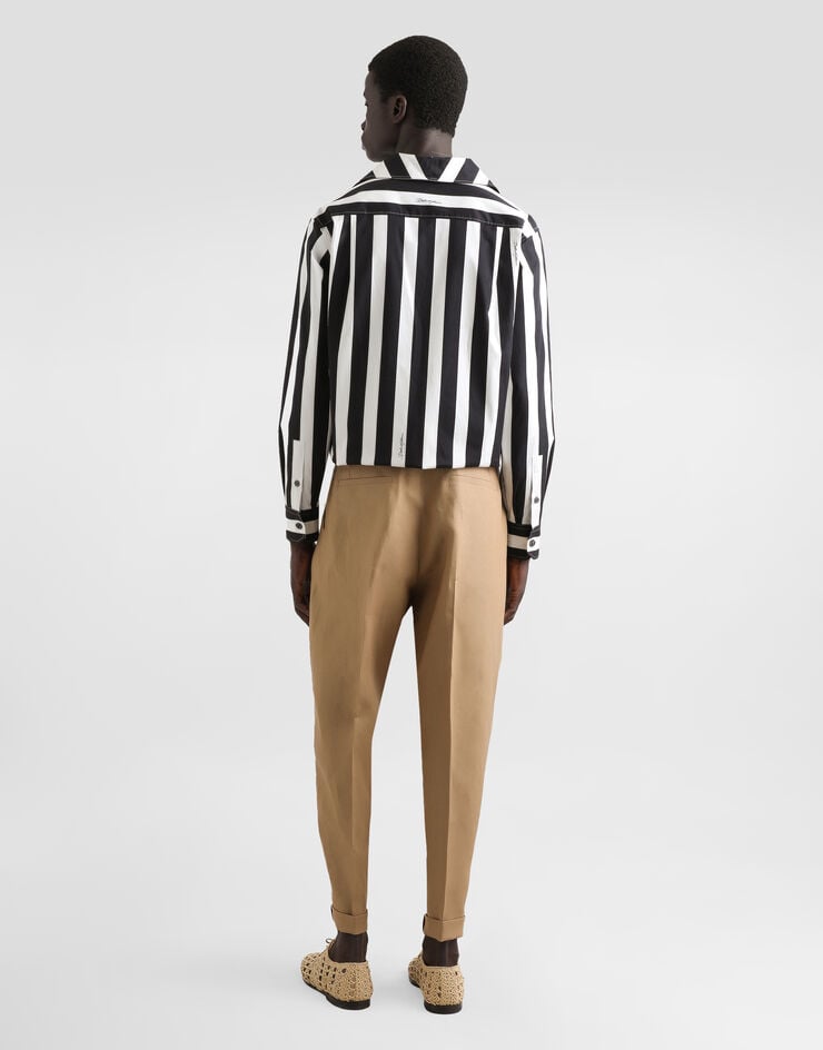 Dolce & Gabbana Camisa De Dril De Algodón Con Estampado A Rayas