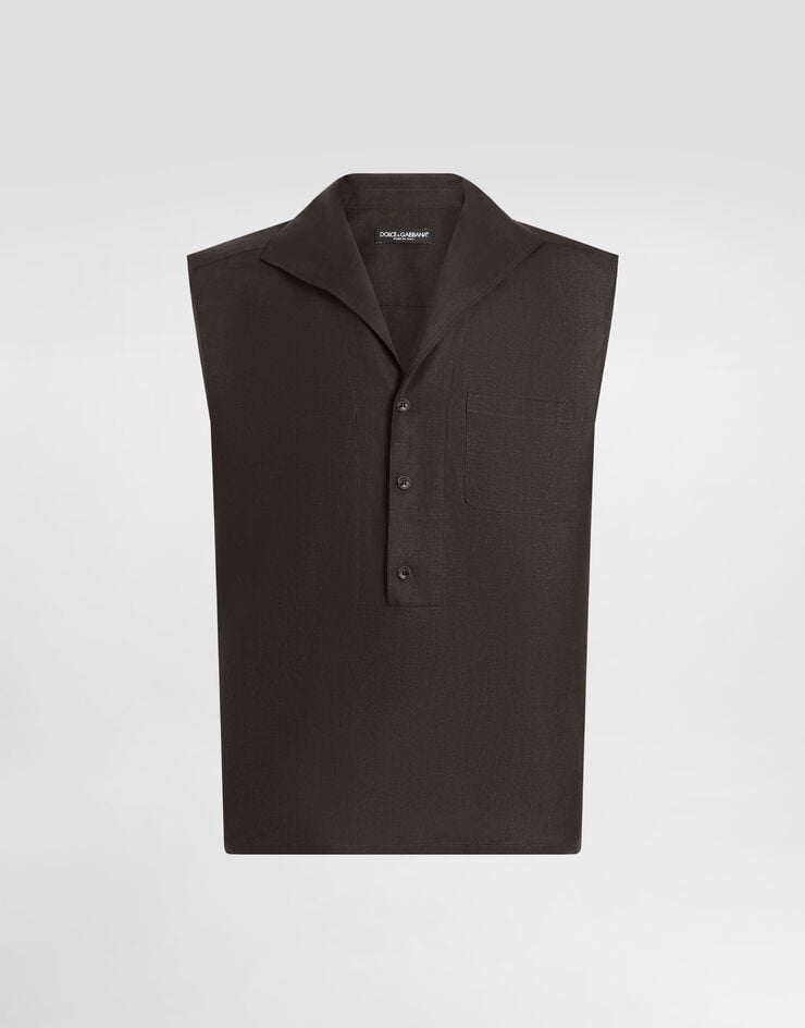Dolce & Gabbana Camisa de lino sin mangas con tres botones