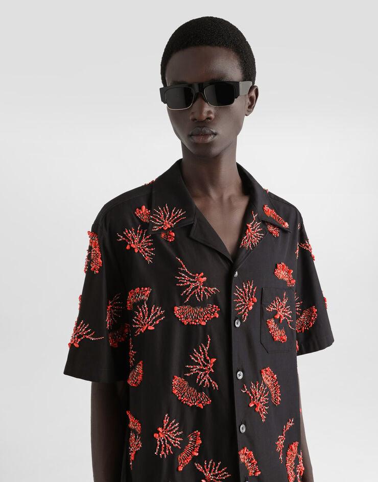 Dolce & Gabbana Camisa De Manga Corta De Algodón Con Bordado De Corales