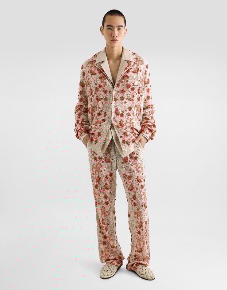 Dolce & Gabbana Camisa De Manga Larga Con Cuello De Pico De Tela De Lino