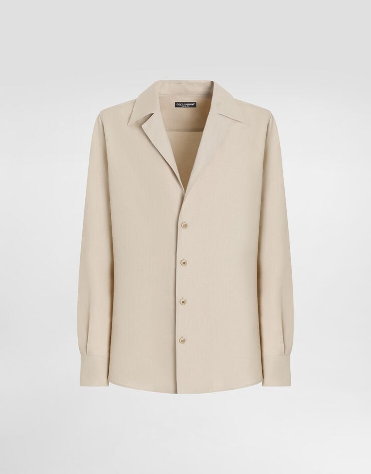 Dolce & Gabbana Camisa de manga larga con cuello de pico de tela de lino