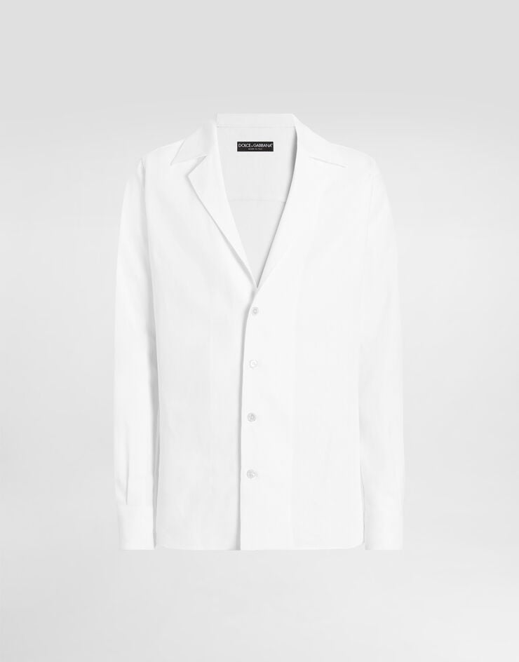 Dolce & Gabbana Camisa de manga larga con cuello de pico de tela de lino