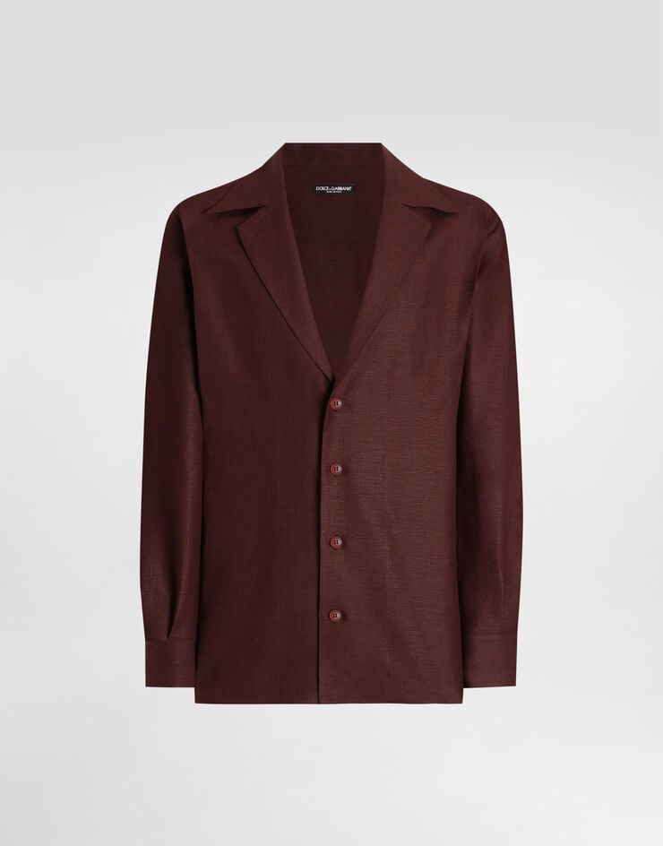 Dolce & Gabbana Camisa de manga larga con cuello de pico de tela de lino