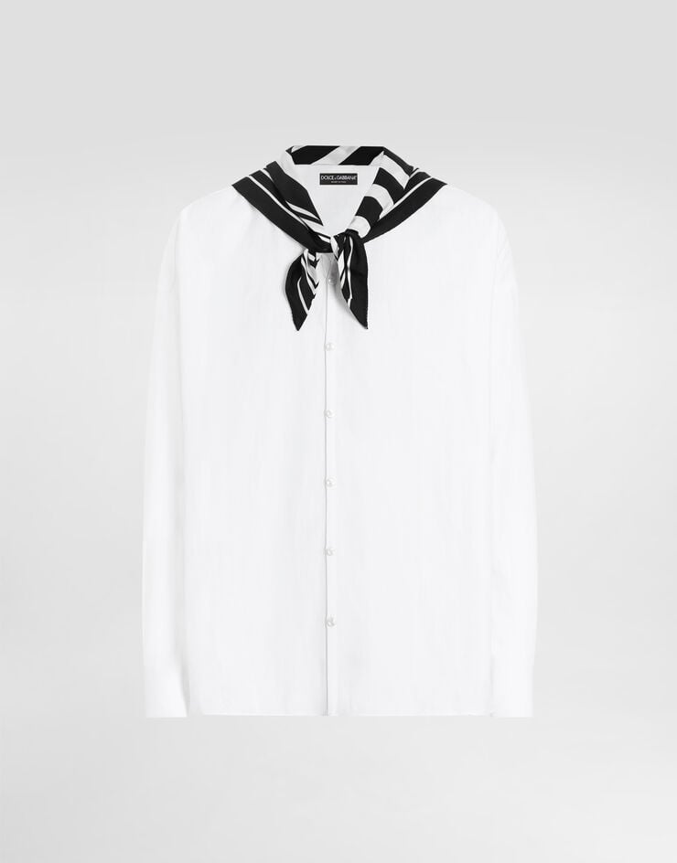 Dolce & Gabbana Camisa de manga larga con detalle de cuello fular de seda