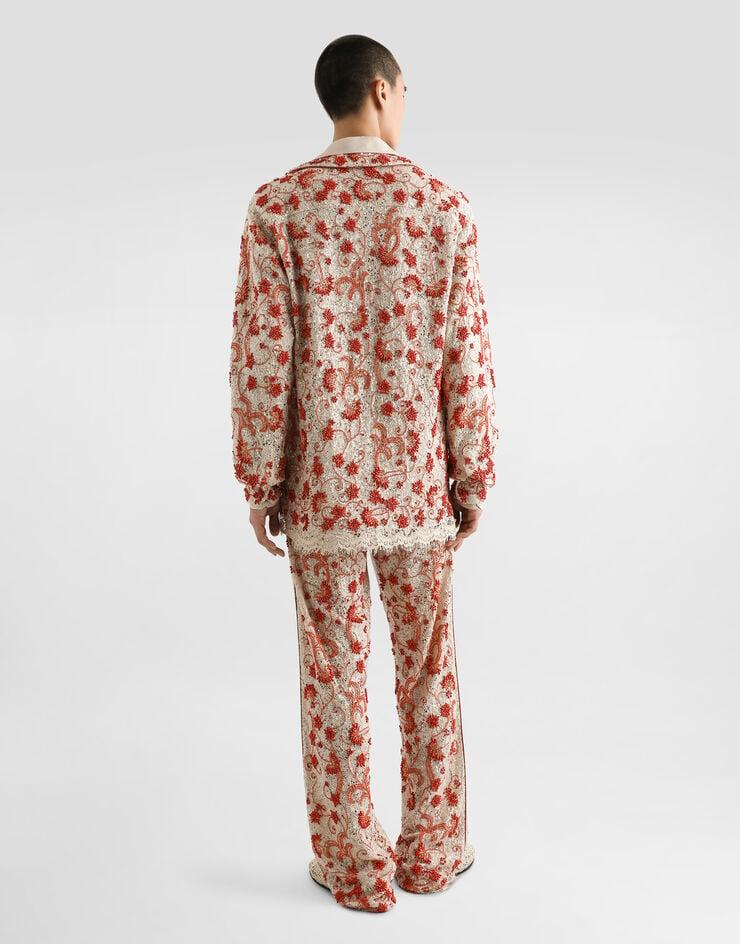 Dolce & Gabbana Camisa De Manga Larga De Encaje Con Bordado De Corales