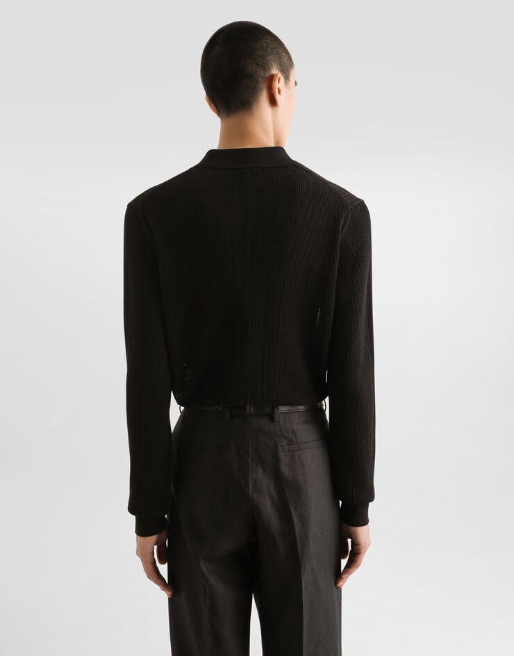 Dolce & Gabbana Camisa De Manga Larga De Punto De Algodón Acanalado Calado