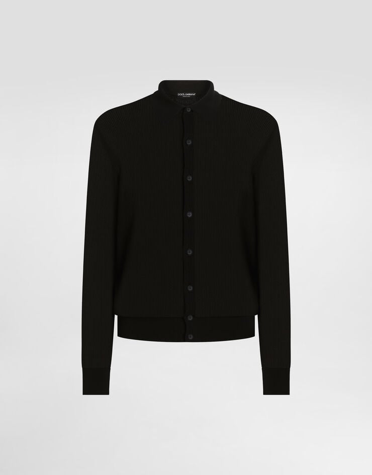 Dolce & Gabbana Camisa de manga larga de punto de algodón acanalado calado