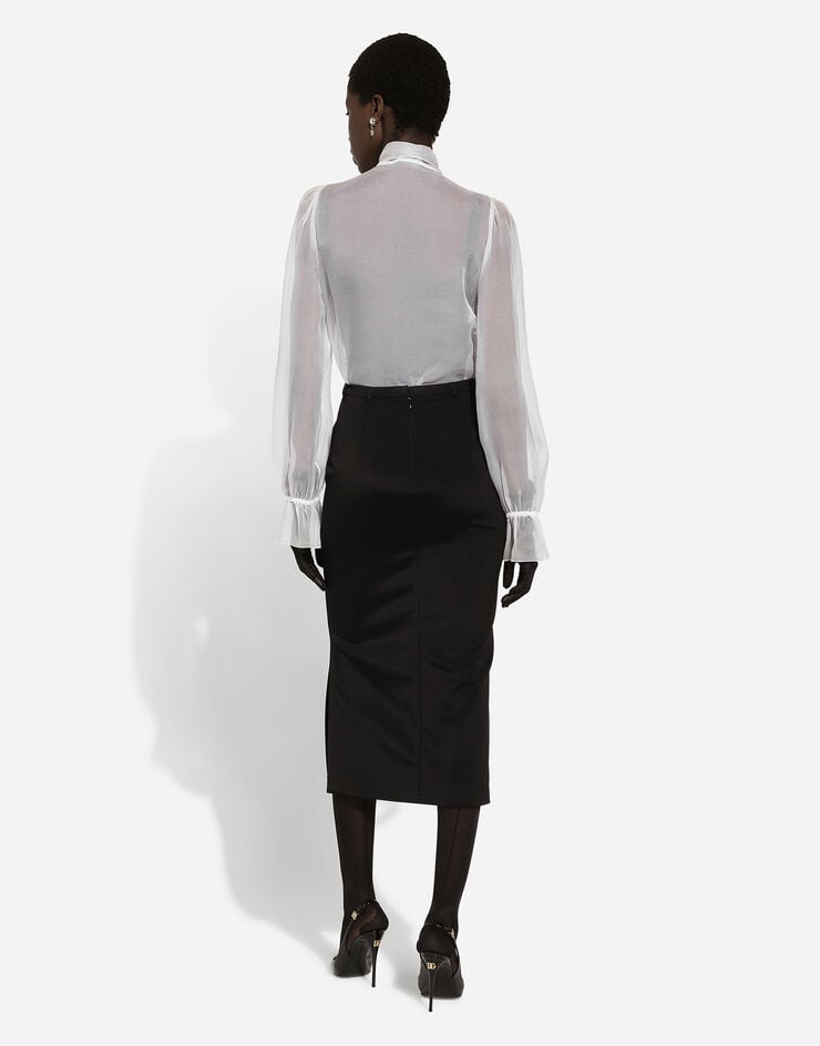 Dolce & Gabbana Camisa De Organza Con Lazo Y Aplicaciones De Encaje