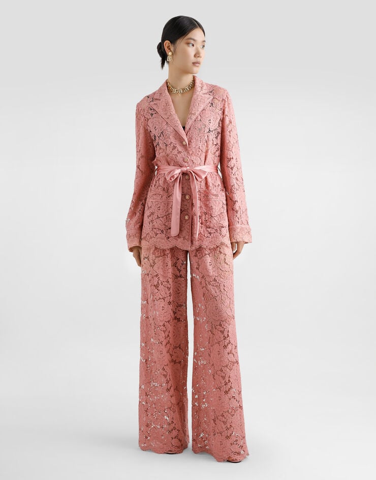 Dolce & Gabbana Camisa De Pijama De Encaje Cordonetto Con Motivo Floral Y Logotipo DG