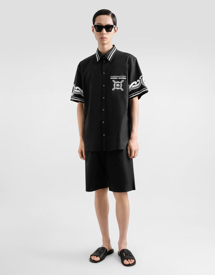 Dolce & Gabbana Camisa De Popelina Con Detalles Estampados