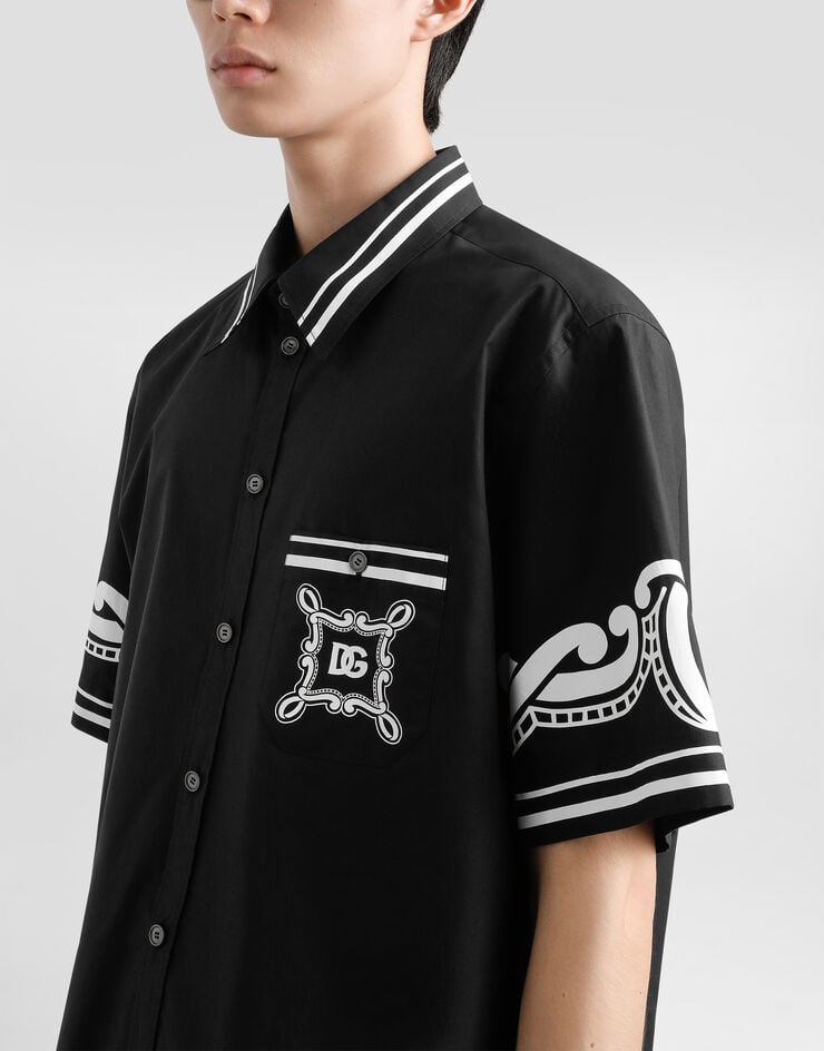 Dolce & Gabbana Camisa De Popelina Con Detalles Estampados