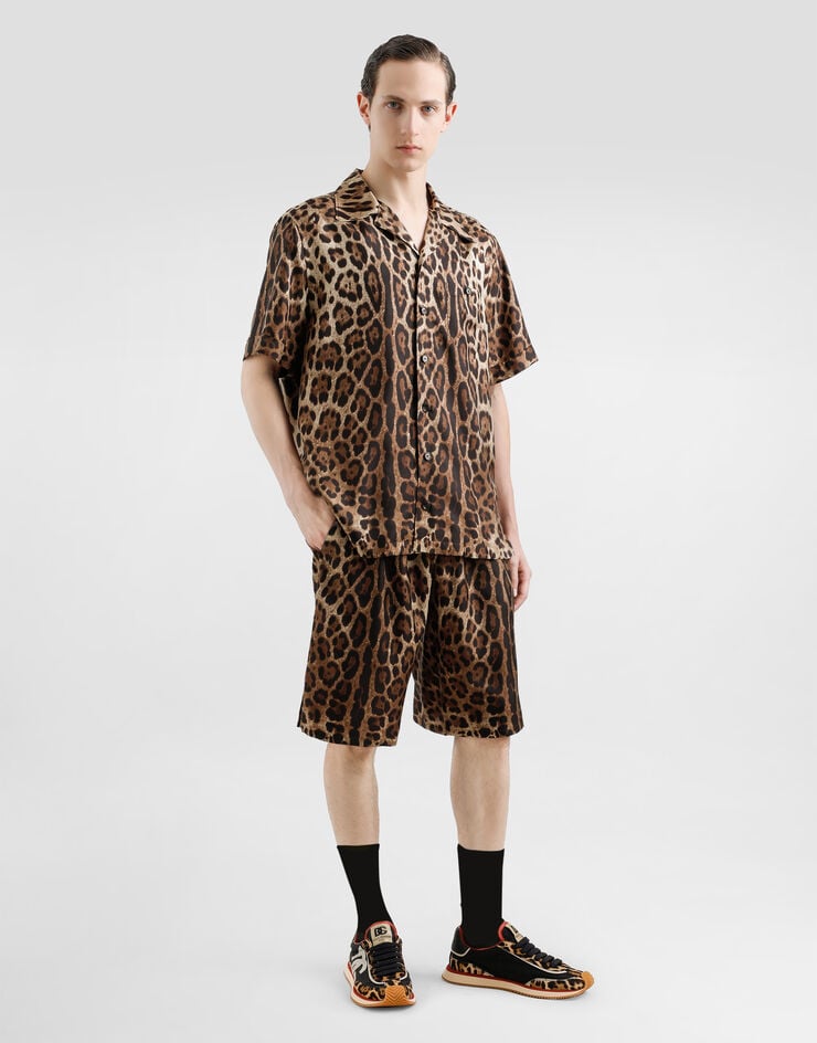 Dolce & Gabbana Camisa De Seda Con Estampado Leopardo