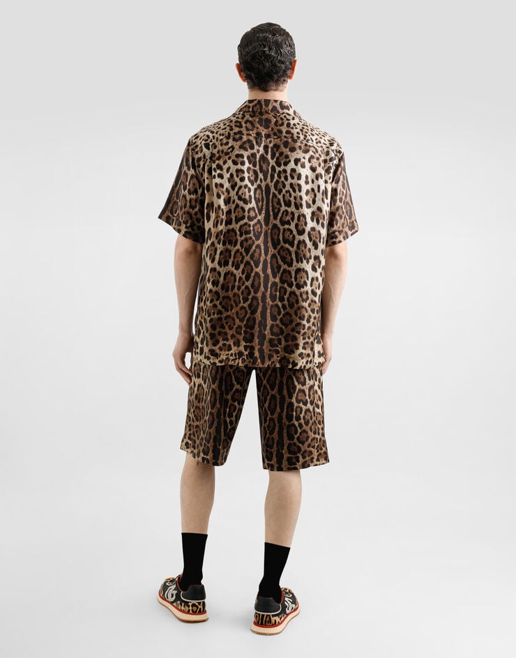 Dolce & Gabbana Camisa De Seda Con Estampado Leopardo