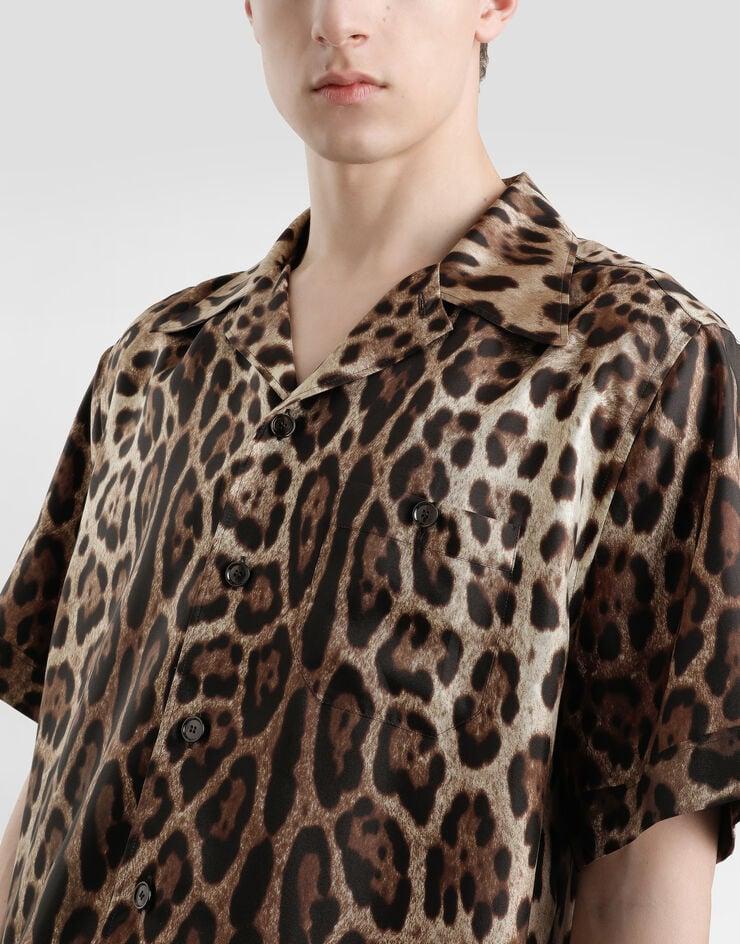 Dolce & Gabbana Camisa De Seda Con Estampado Leopardo