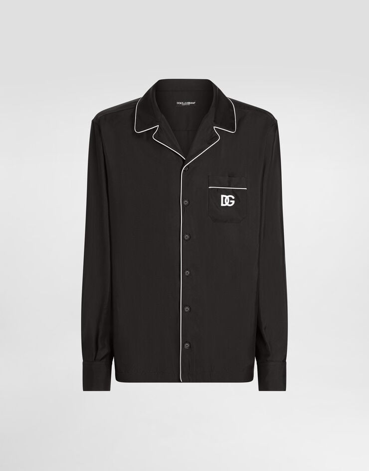 Dolce & Gabbana Camisa de seda con parche del logotipo DG bordado