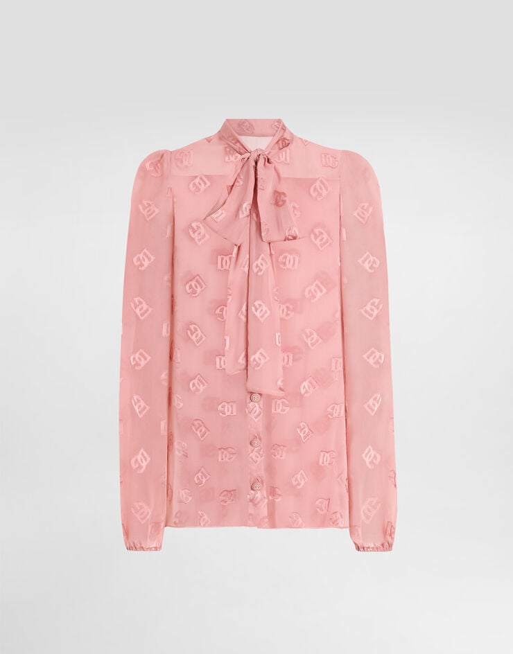 Dolce & Gabbana Camisa De Seda Devoré Con Logotipo DG