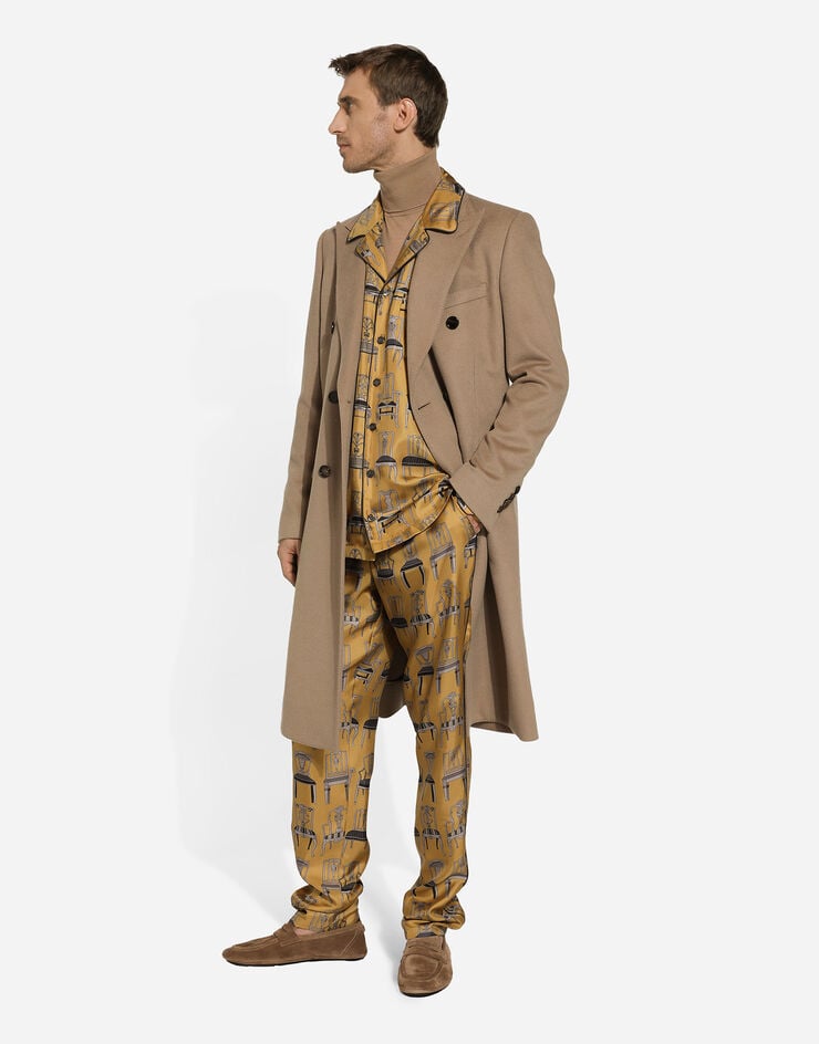 Dolce & Gabbana Camisa En Sarga De Seda Con Estampado De Sillas