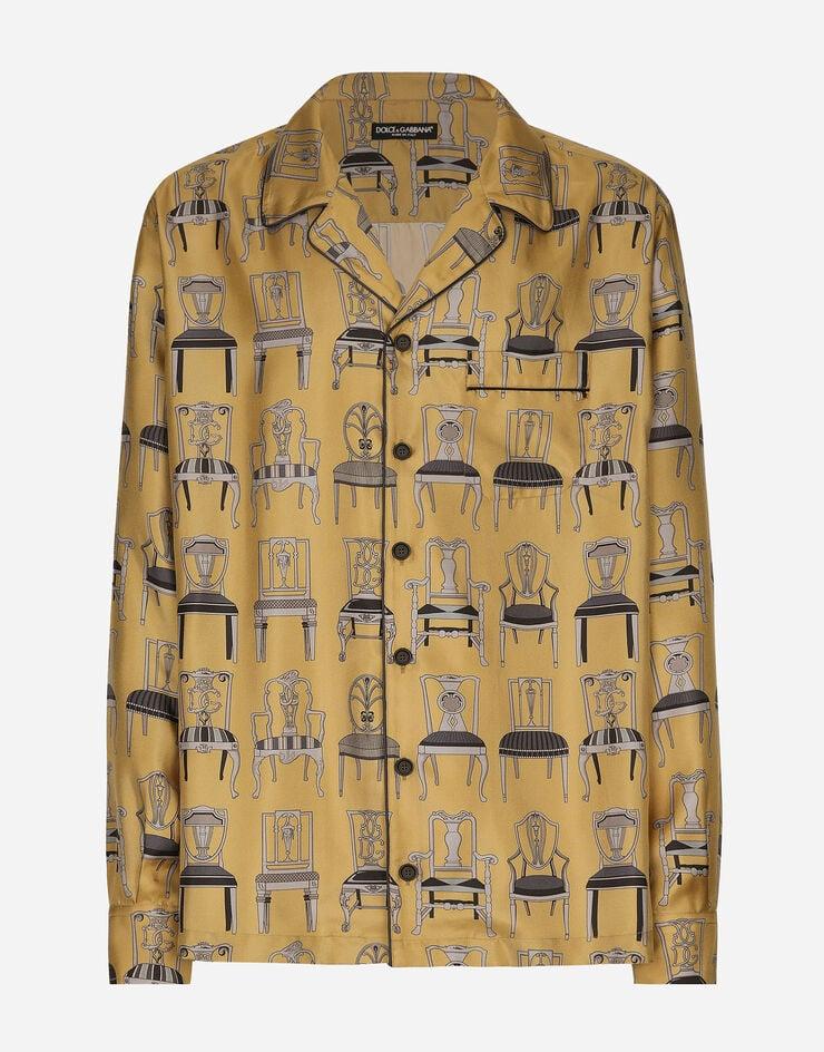 Dolce & Gabbana Camisa en sarga de seda con estampado de sillas