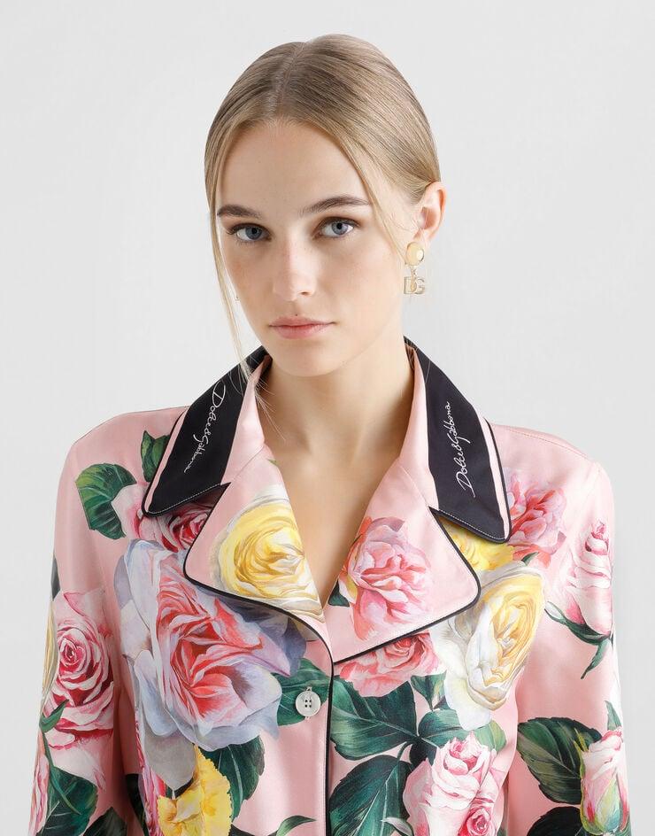 Dolce & Gabbana Camisa Estilo Pijama De Sarga Con Estampado De Peonías Y Rosas
