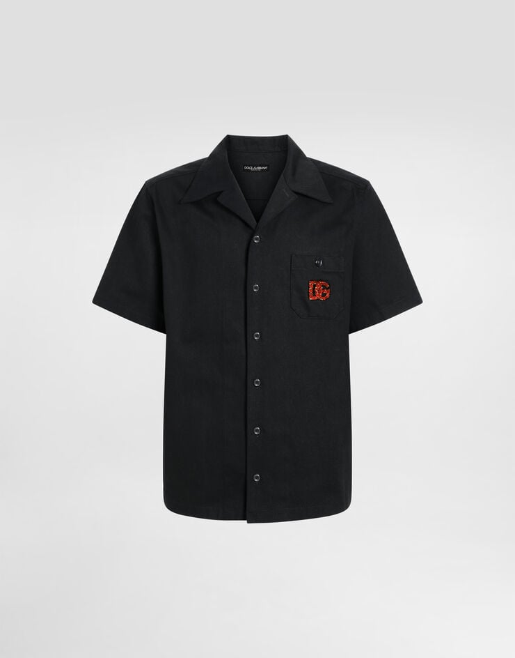 Dolce & Gabbana Camisa Hawaii con logotipo DG bordado