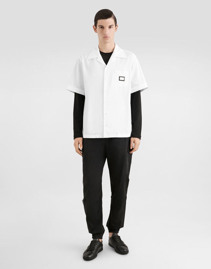 Dolce & Gabbana Camisa Hawaii De Algodón Con Placa Con Logotipo