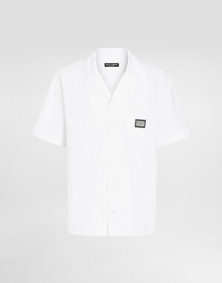 Dolce & Gabbana Camisa Hawaii de algodón con placa con logotipo