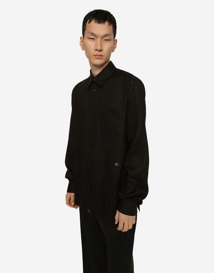 Dolce & Gabbana Camisa Hawaii De Lino Con DG Hardware