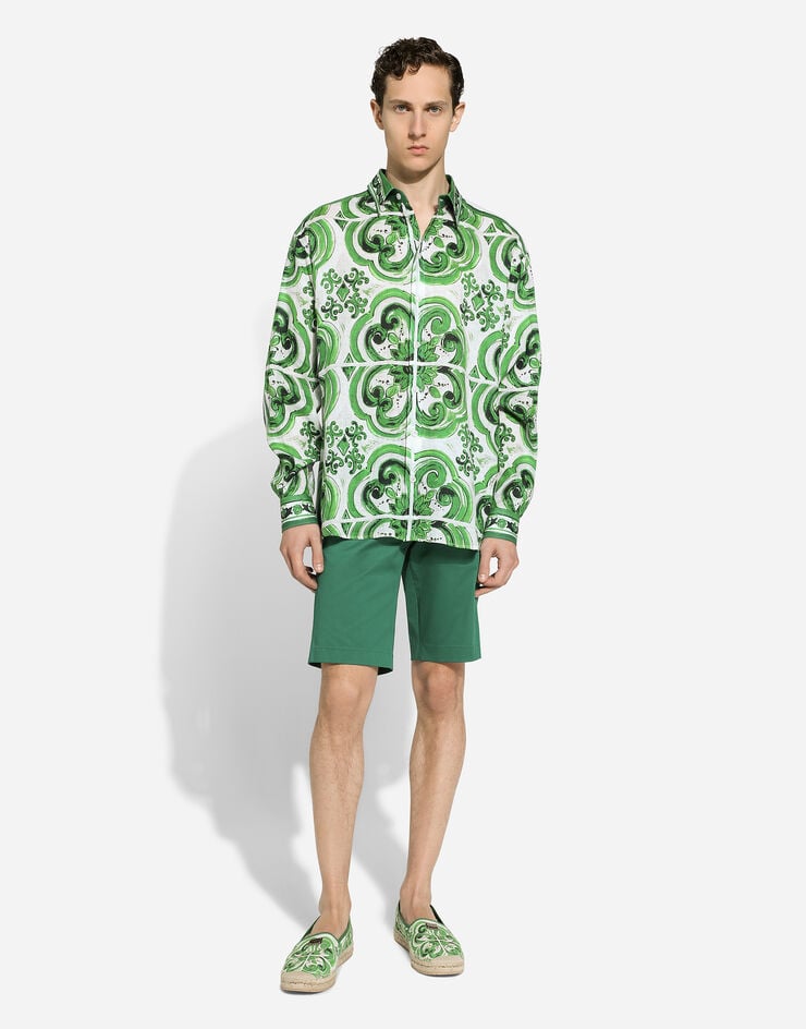 Dolce & Gabbana Camisa Hawaii De Lino Con Estampado Maiolica