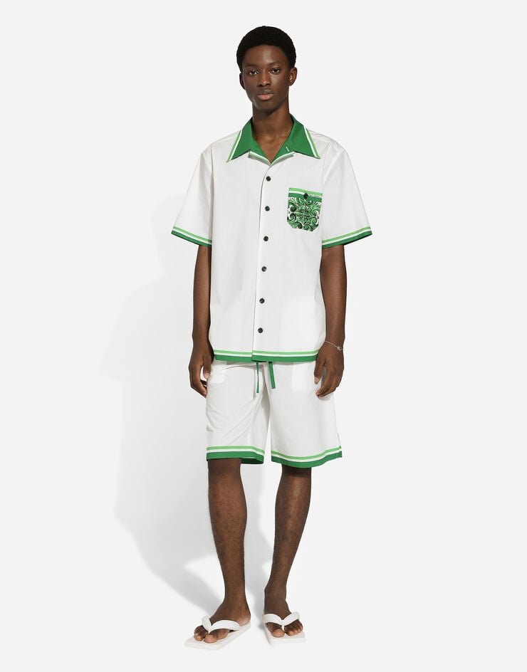 Dolce & Gabbana Camisa Hawaii De Popelina Con Estampado Maiolica