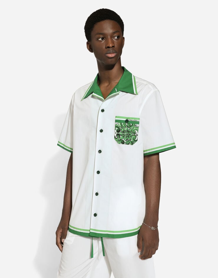Dolce & Gabbana Camisa Hawaii De Popelina Con Estampado Maiolica