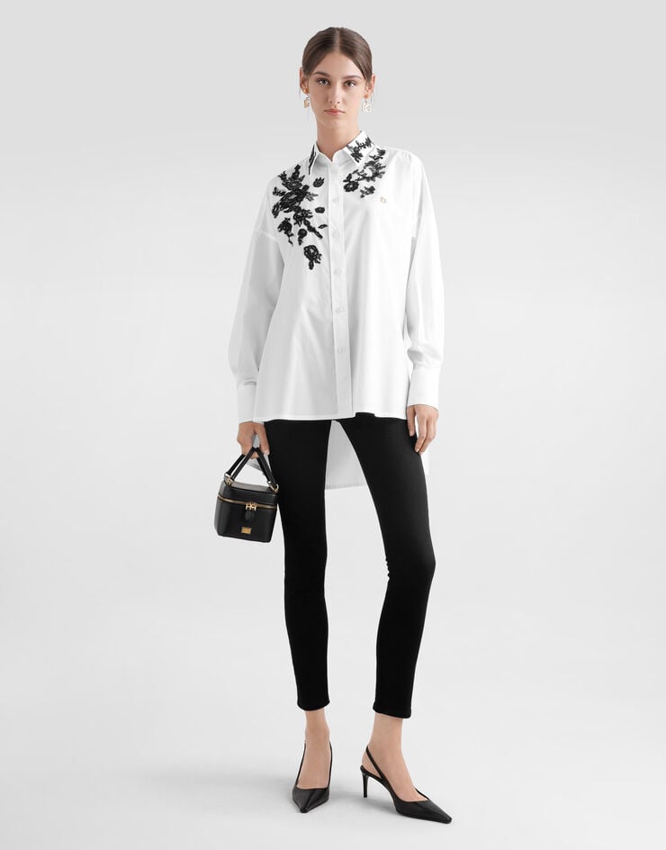 Dolce & Gabbana Camisa Holgada De Popelina De Algodón Con Aplicaciones De Encaje
