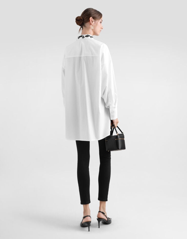 Dolce & Gabbana Camisa Holgada De Popelina De Algodón Con Aplicaciones De Encaje