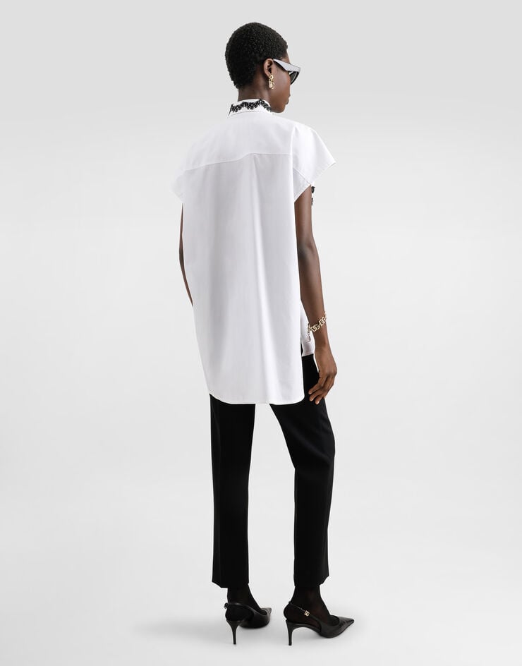 Dolce & Gabbana Camisa Holgada De Popelina De Algodón Con Aplicaciones De Encaje