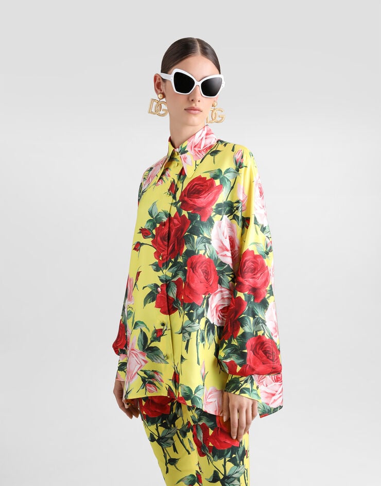 Dolce & Gabbana Camisa Holgada De Sarga De Seda Con Estampado Bouquet